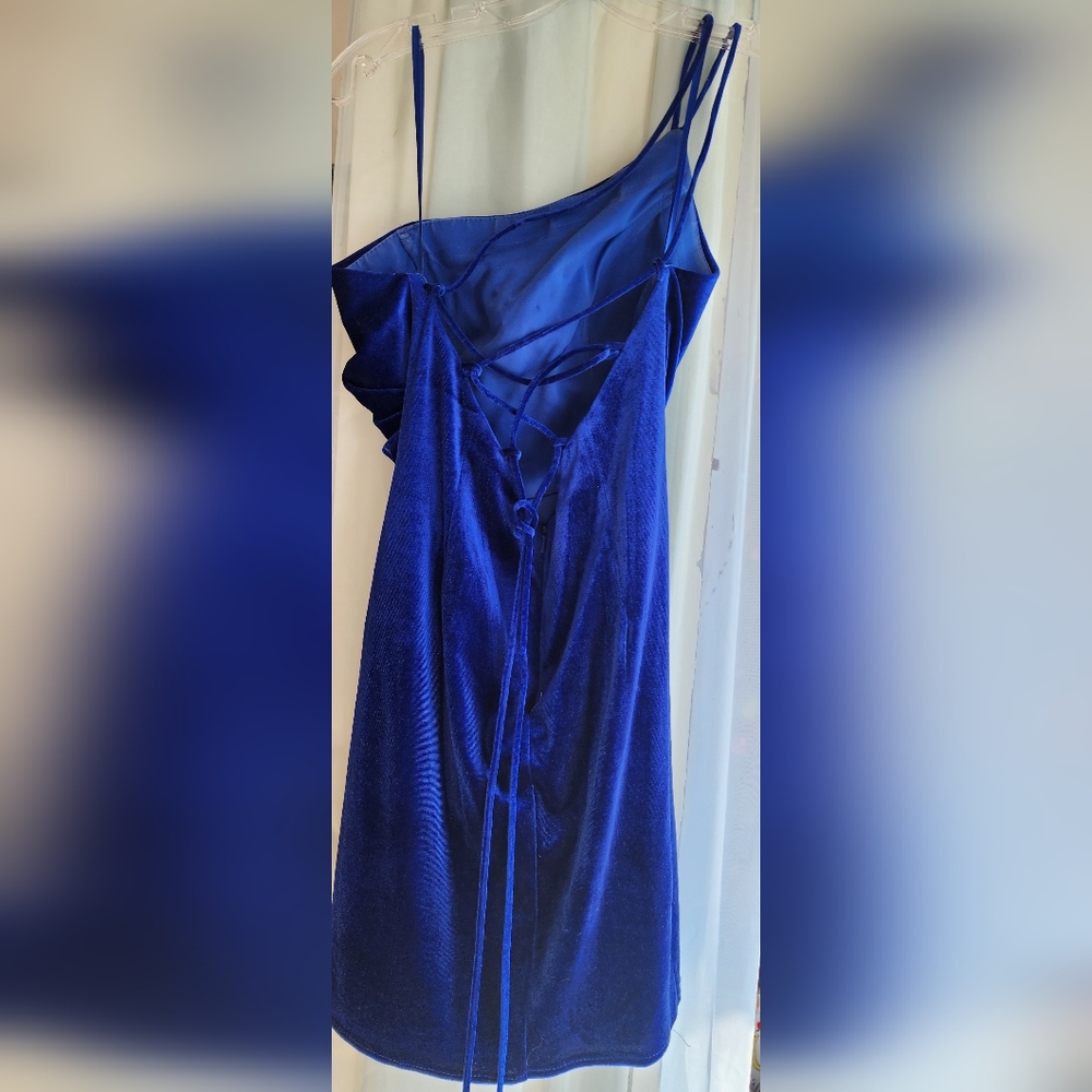 Chic One Shoulder Blue Dress